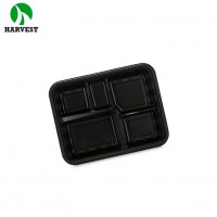 Plastic Disposable PP Japanese Black Compartment Base Lunch Food Box