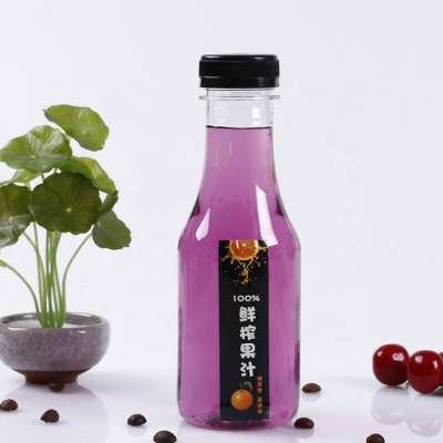 Clear 350ML Disposable Plastic Juice Bottle with Screw Cap