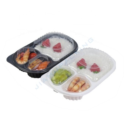 Disposable takeaway 3 compartment plastic fast food packaging box/Plastic food tray packaging